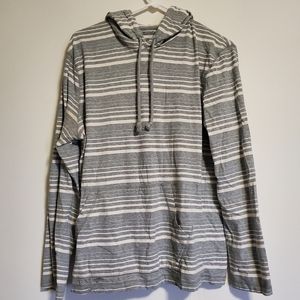🎉3 for $12 | Arizona Jean Co. | Men's Hooded Grey Striped Long Sleeve Shirt